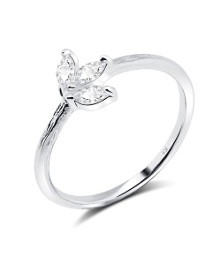 Beautiful Leaf CZ Silver Ring NSR-545